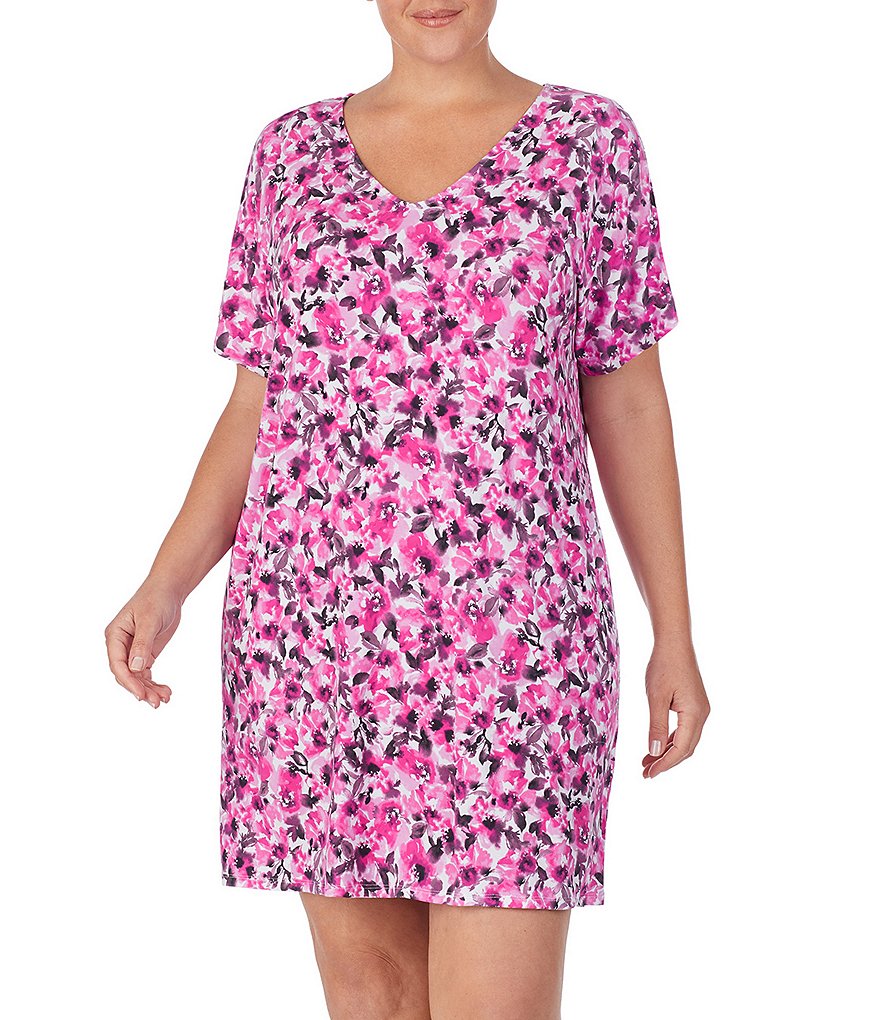 VAN WINKLE CO. Plus Solid Satin Maxi Chemise