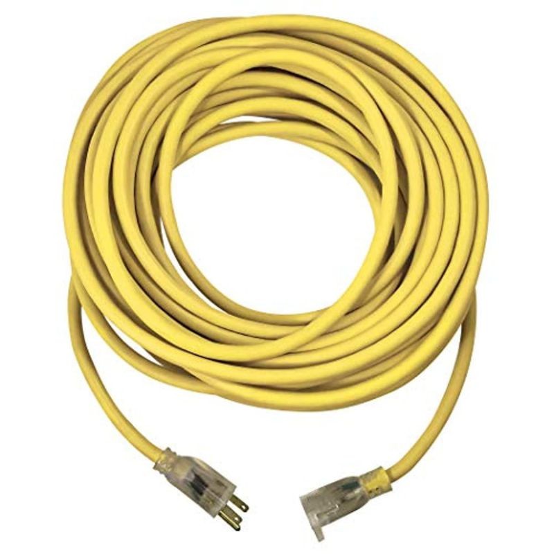 usw - 74025 12/3 25ft sjtw yellow heavy duty lighted plug extension cord