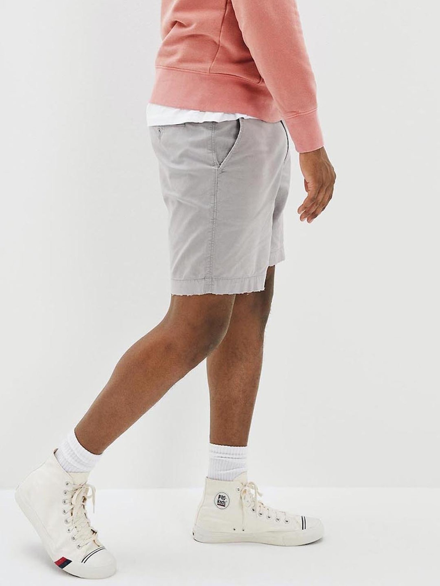 American Eagle Grey Cotton Regular Fit Shorts