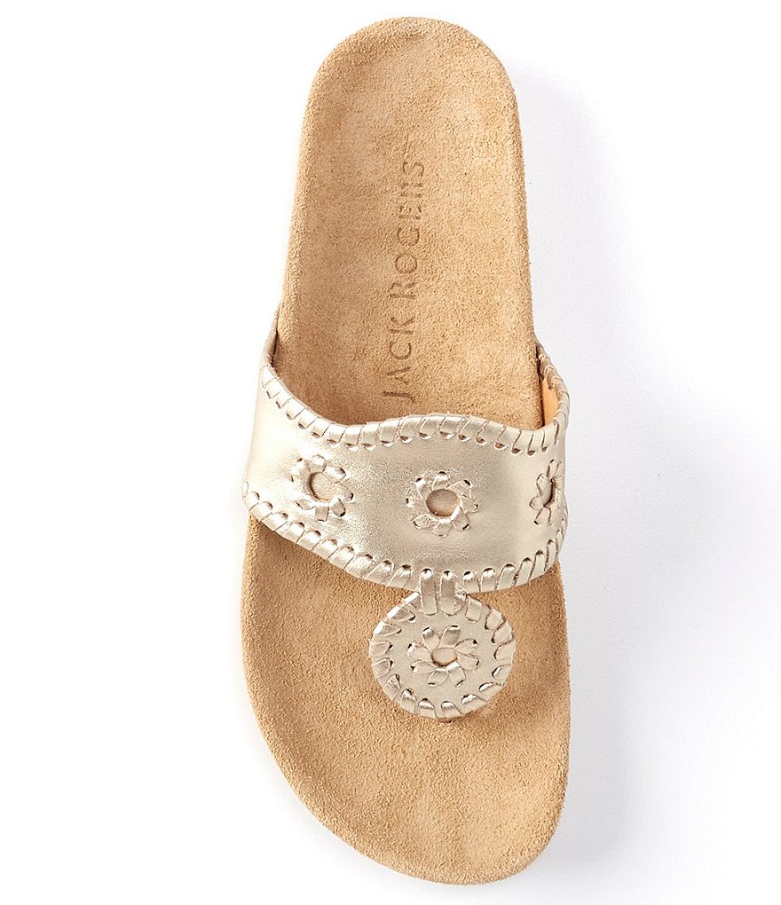 Jack Rogers Jacks Comfort Leather Whipstitch Detail Thong Sandals