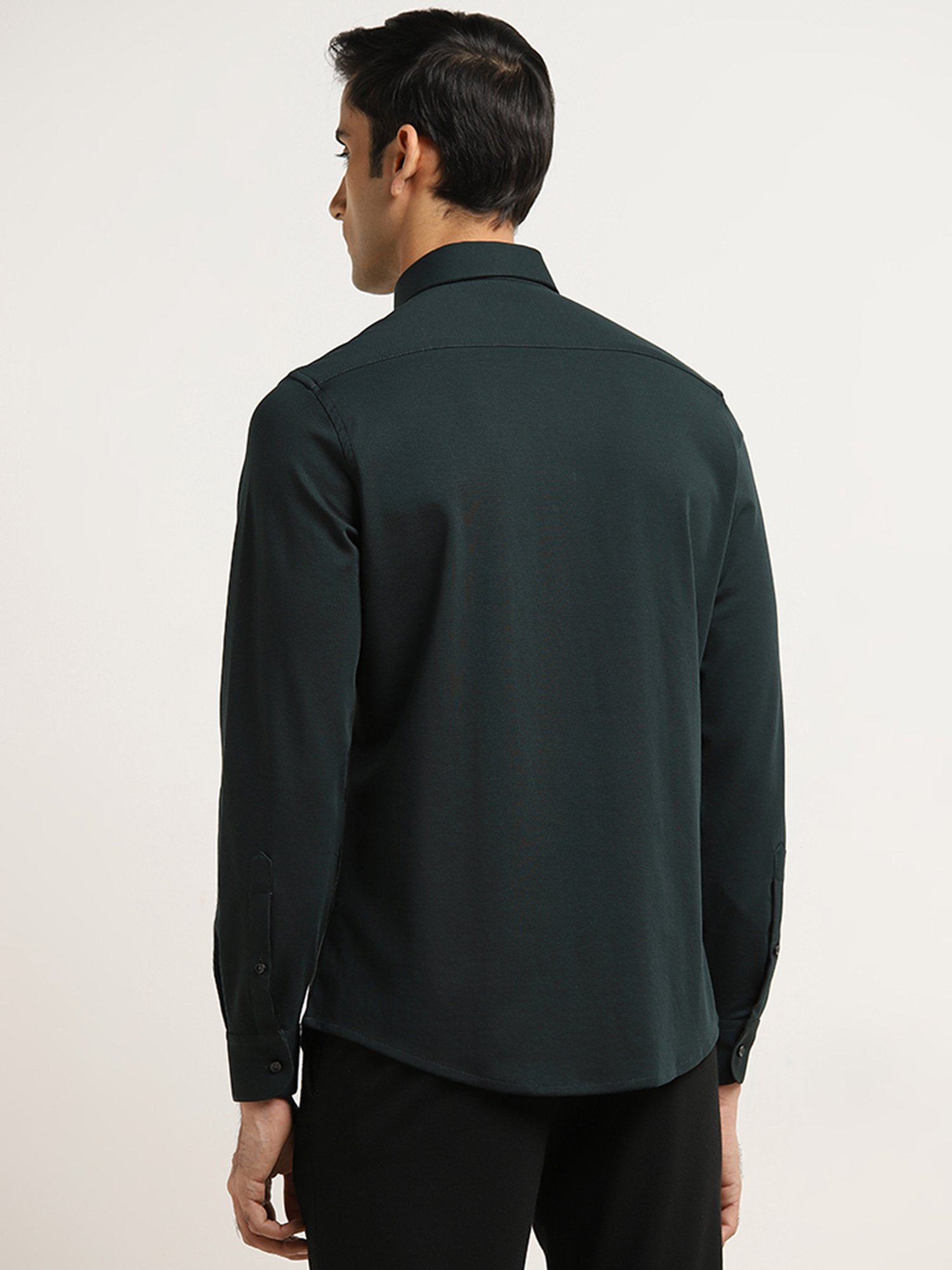 WES Formals by Westside Dark Green Slim-Fit Shirt