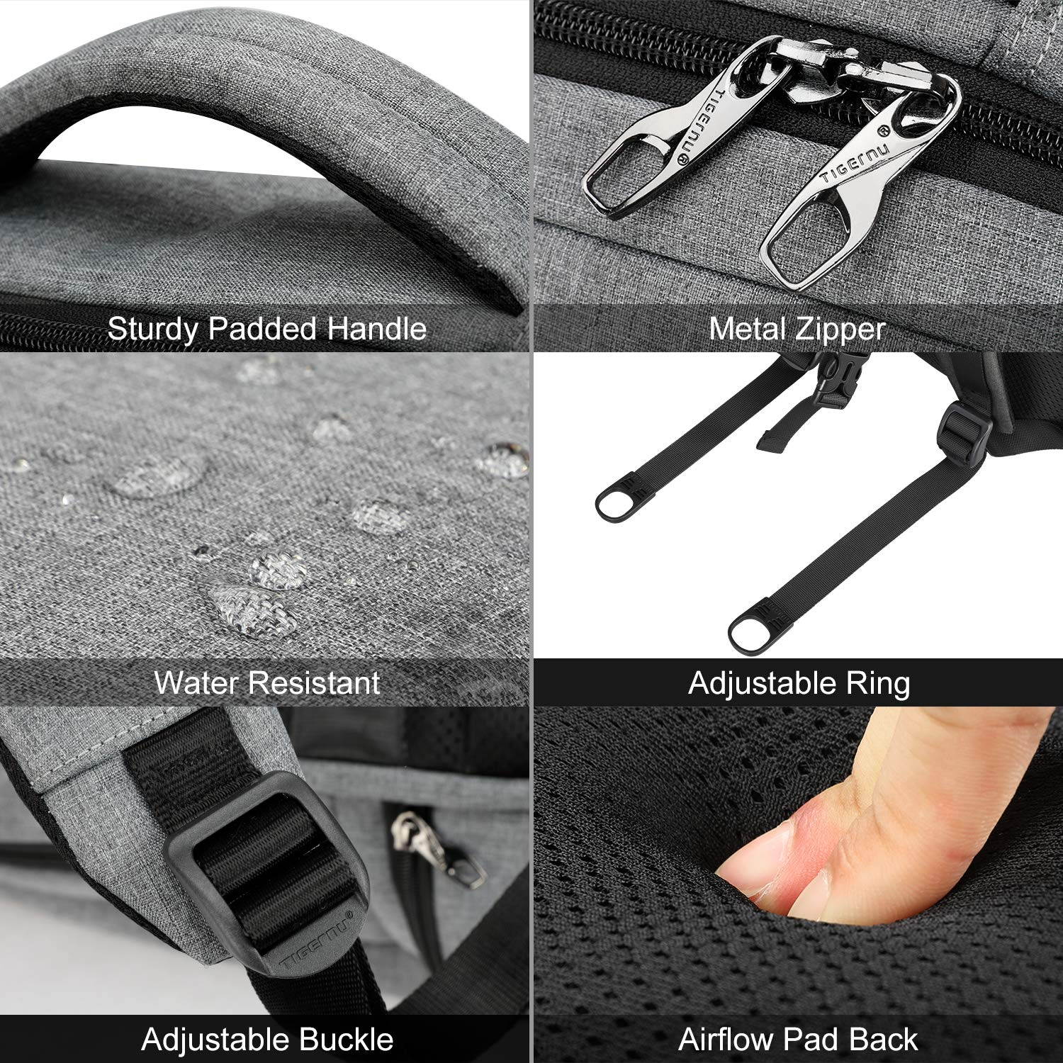 LUOM Business Laptop Backpack Water Resistant Anti-Theft College Backpack with USB Charging Port and Lock 15.6 Inch Computer Backpacks for Women Men, Casual Hiking Travel Daypack (Gray)