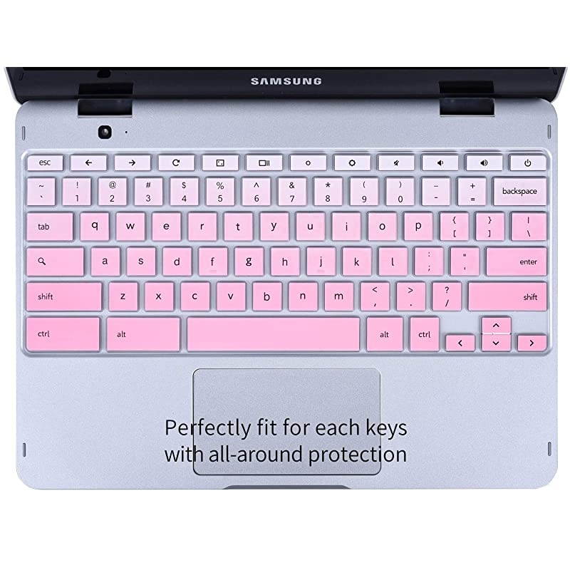 Keyboard Cover Compatible 2019 2018 Samsung Chromebook Pro 122 Samsung Chromebook Plus XE520QAB XE525QBB XE521QAB 122 inch Anti Dust Waterproof Protective Skin Gradual Pink