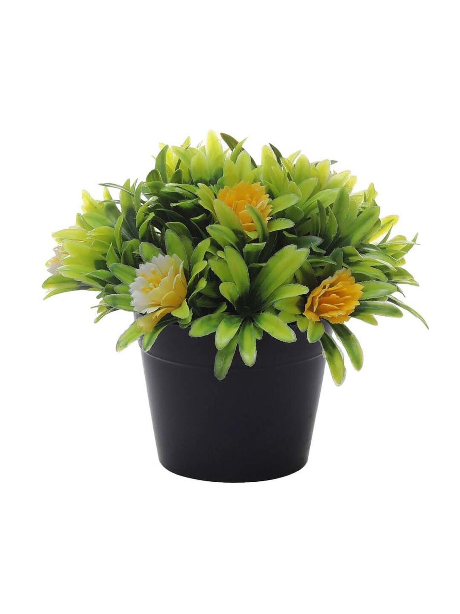 Foliyaj Pink & Yellow Plastic Artificial Plants With Big Flowers - Set of 2