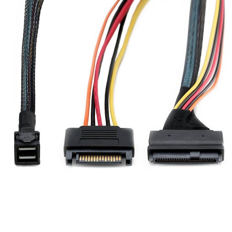 Weastlinks Mini SAS SFF 8643 to U.2 SFF-8639 Cable with 15 Pin Female SATA Connector SSD Power Cable Wire 12Gb/S 1.64ft