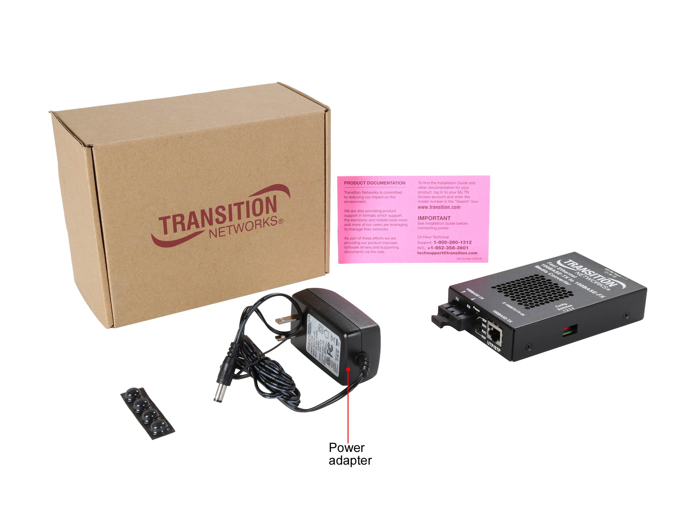 TRANSITION E-100BTX-FX-05(SC)NA Fast Ethernet 100BASE-TX to 100BASE-FX Media Converters