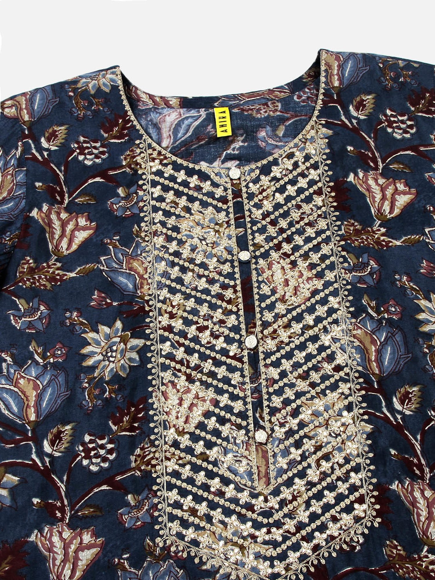 Vaamsi Blue Embroidered Kurta Pant Set With Dupatta