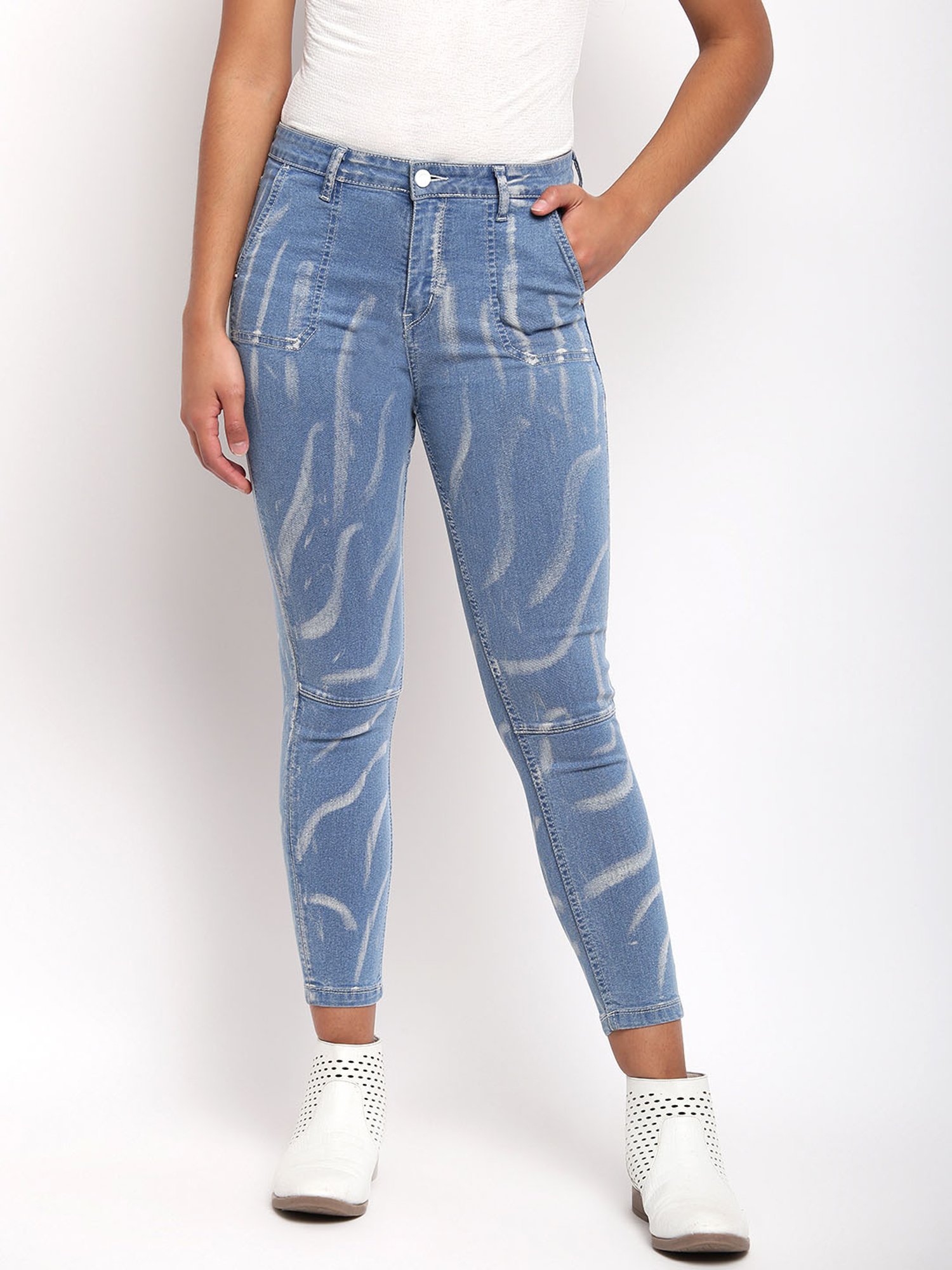 Tales & Stories Blue Printed Jeans