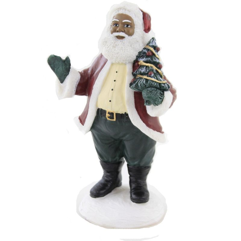 Black Art 6.0" Santa Holding Tree Christmas Figurine Claus  -  Decorative Figurines