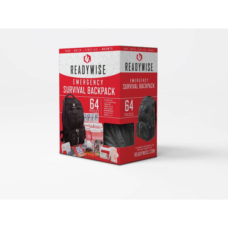 ReadyWise Survival Backpack - Black - 64pc/9lbs