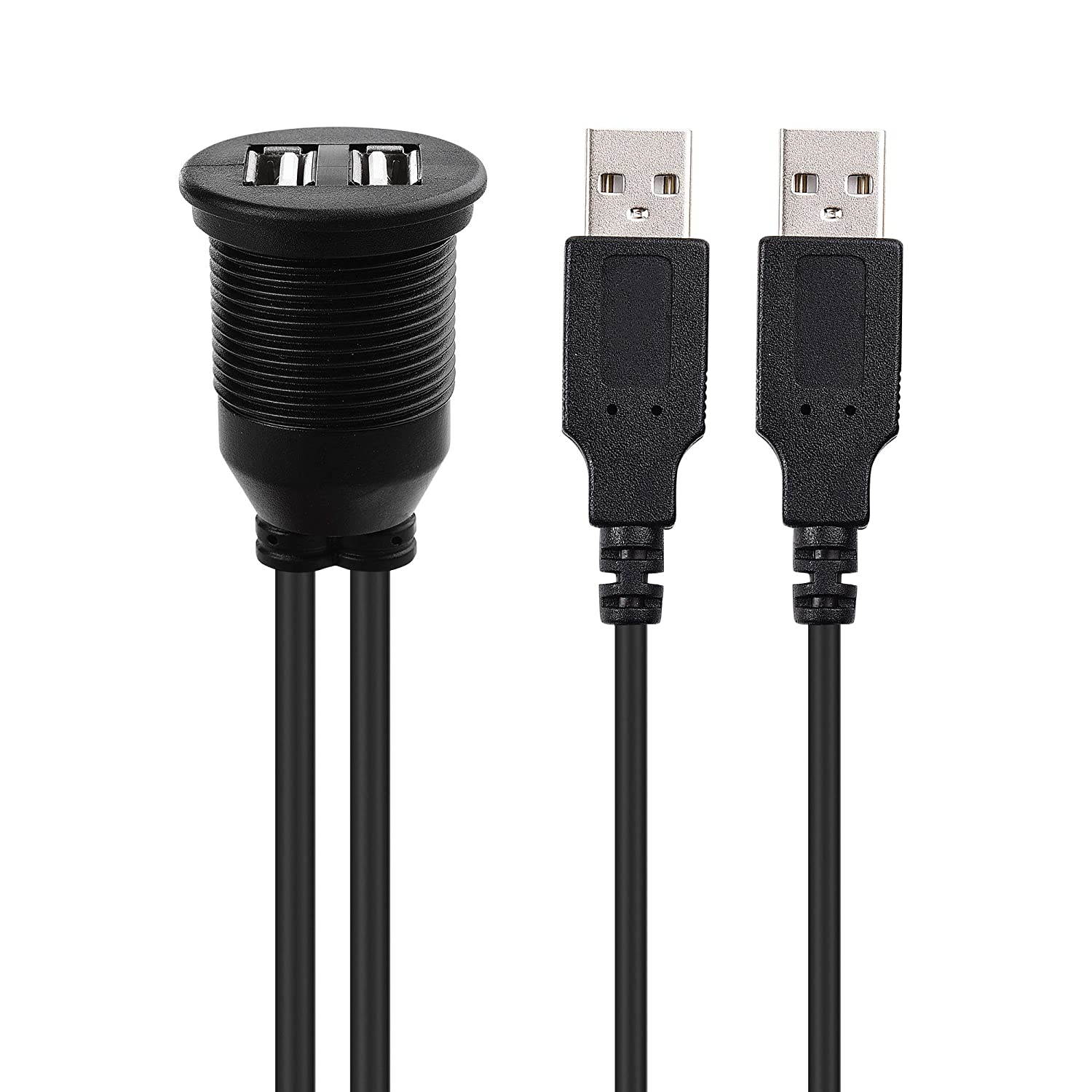 Cable Matters Car Stereo Dual USB Port Extender Cable/USB Panel Mount Cable - 3 Feet