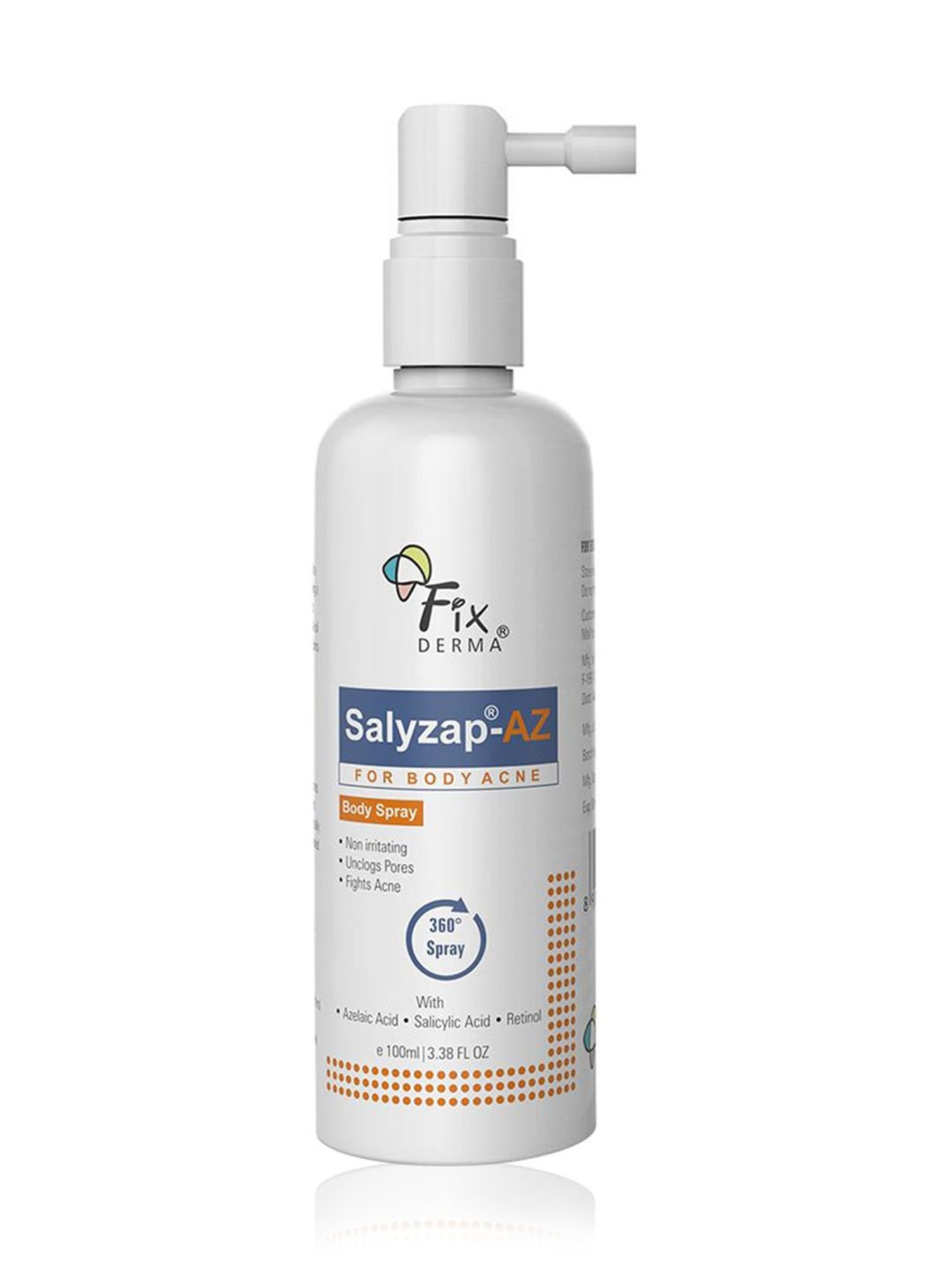 Fixderma Salyzap-Az Body Acne Treatment Spray, For Acne On Body Parts Like Back, Upper Arms - 100 ml