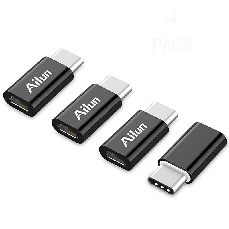 Type C Adapter Micro USB to USB C Adapter 4 Pack Data Sync Charging Compatible MacBook ChromeBook Pixel Galaxy S10 S9 S8 Plus Note 10 and More Type C Cable Supported Devices Black