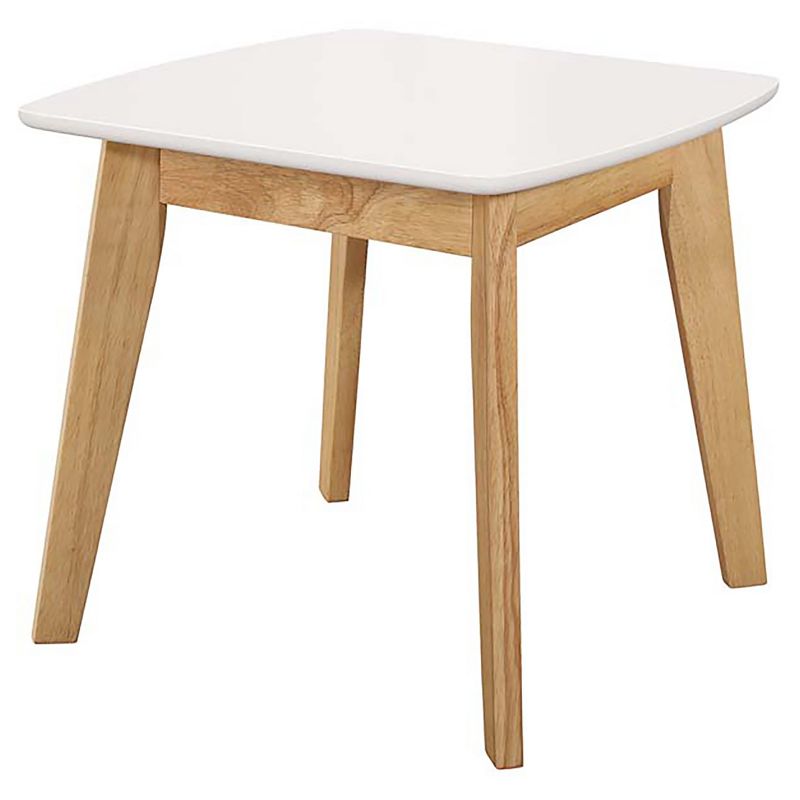 Set of 2 Modern End Side Table White/Natural - Saracina Home