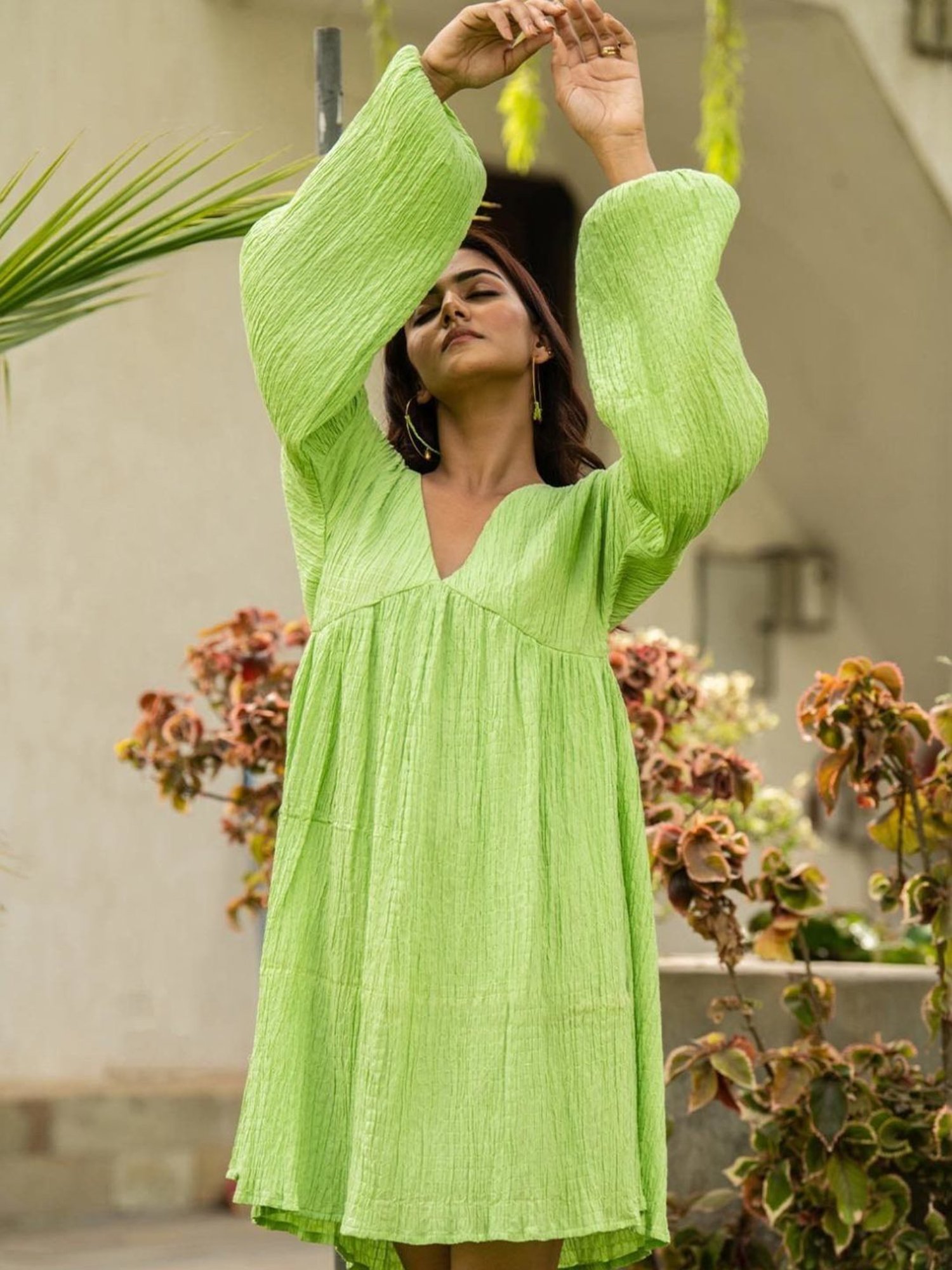 BInfinite Green Pistachio Trim Dress