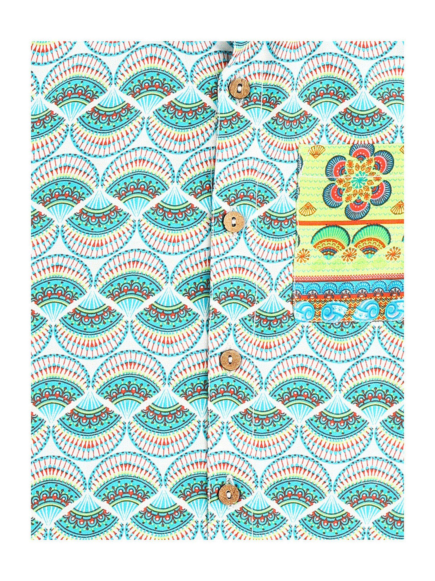 Lil Drama Kids Green Printed Shirt