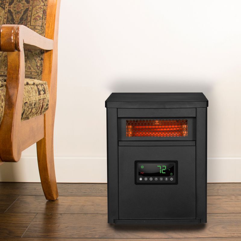 Lifesmart ZCHT1071US 1500 Watt 8 Element Quartz Infrared Electric Portable Large Room Space Zone Heater, Black