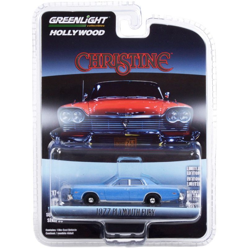 1977 Plymouth Fury Steel Blue (Detective Rudolph Junkins') "Christine" (1983) Movie 1/64 Diecast Model Car by Greenlight