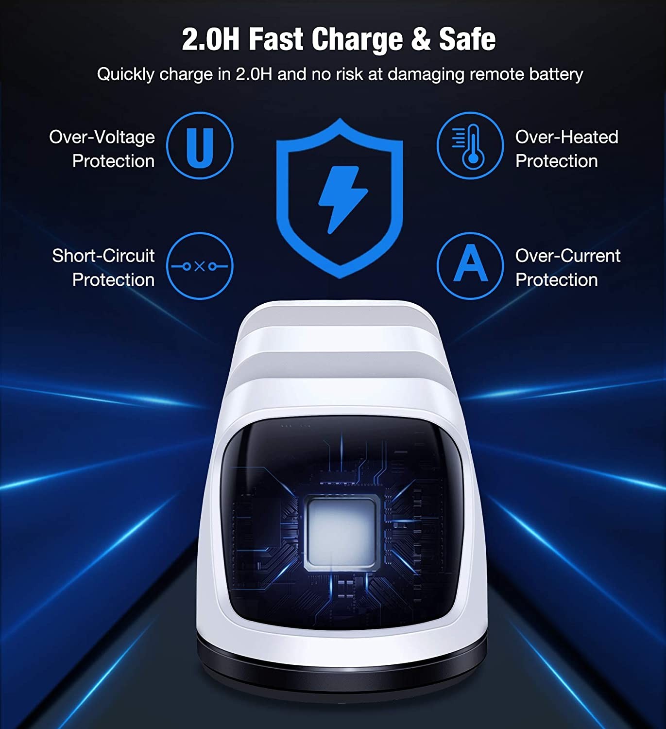 PS5 Charging Station, PS5 Controller Charger Station for Dualsense Controller, Upgrade PS5 Controller Charger with 5V/3A Fast Charging AC Adapter, YXwin PS5 Charger Stand for Dual Controller