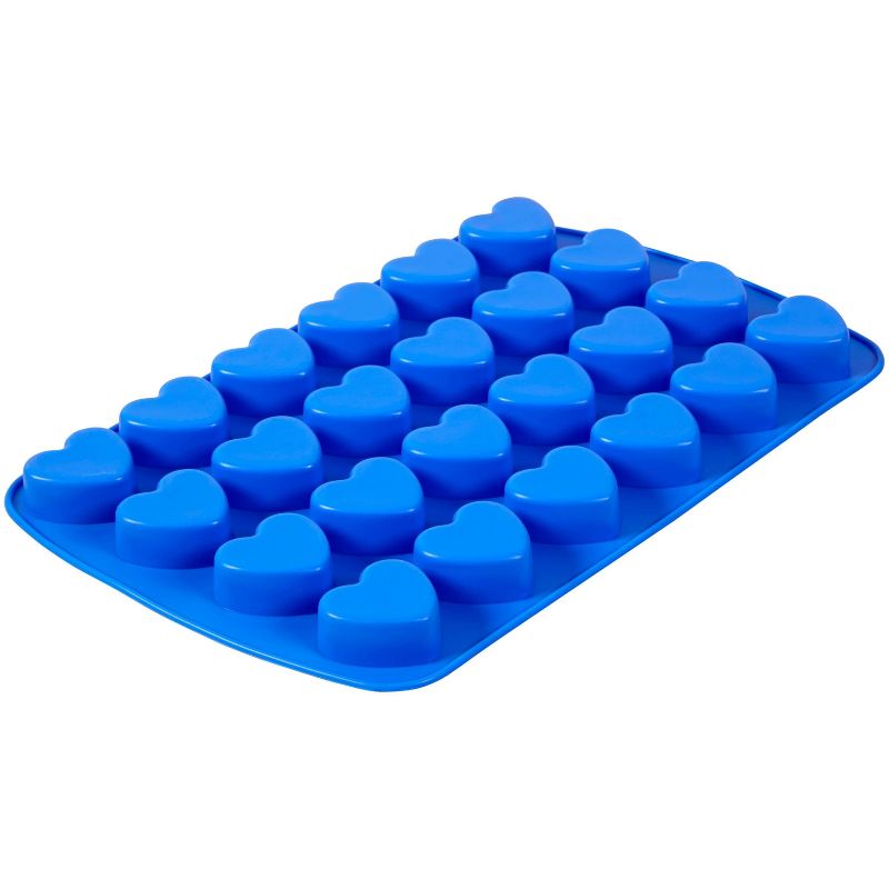 Wilton 24 Cavity Easy Flex Silicone Heart Mold for Ice Cubes, Geletin Baking & Candy