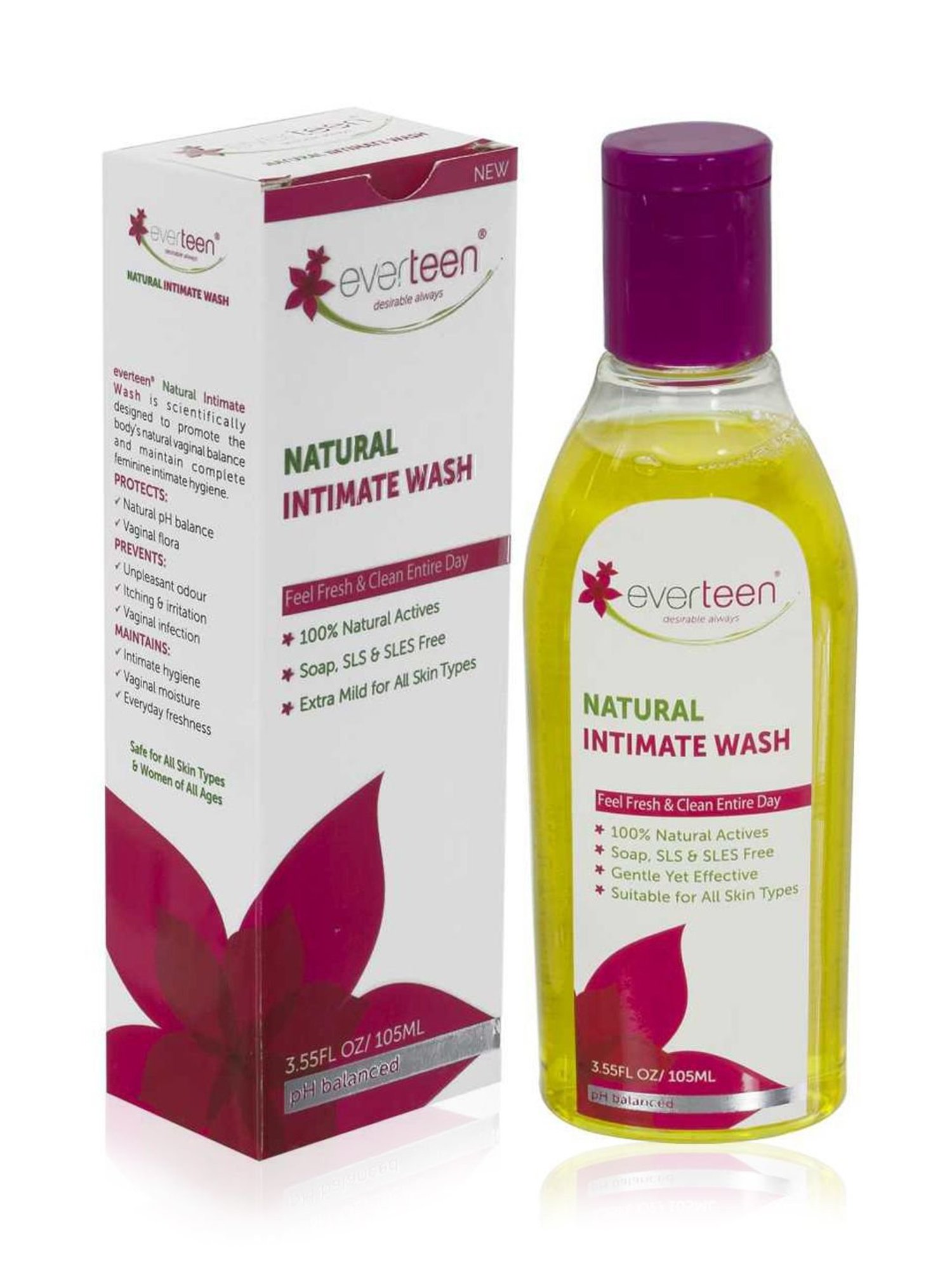 everteen Natural Intimate Wash for Feminine Hygiene in Women - 1 Pack - 105 ml