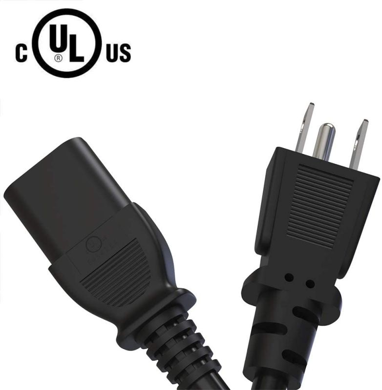 (5 ft 2-Pack)Computer Monitor TV Power Cord, 3 Prong Plug for LG, Sony, Samsung, Toshiba, Sanyo, Asus, Aoc, HP, Dell Computer Monitor Replacement 18 AWG AC Power Cable