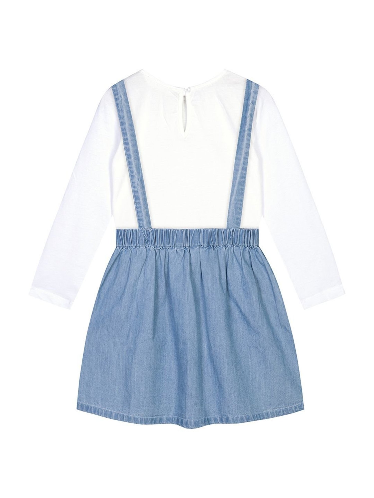 Budding Bees Kids Blue & White Regular Fit Full Dungaree Set