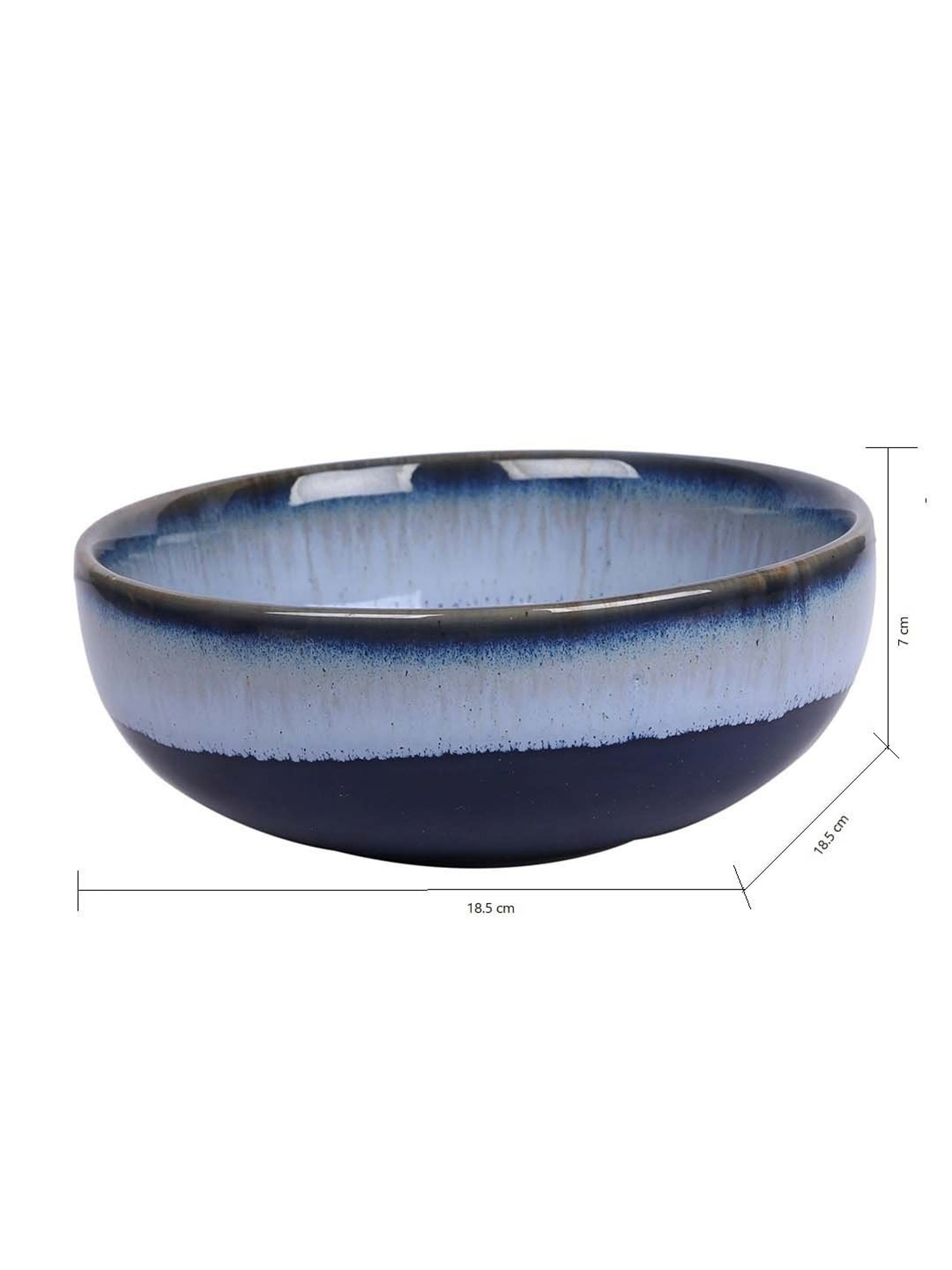 Aapno Rajasthan Navy Ceramic 18.5 cm Serving Bowl - Set of 1