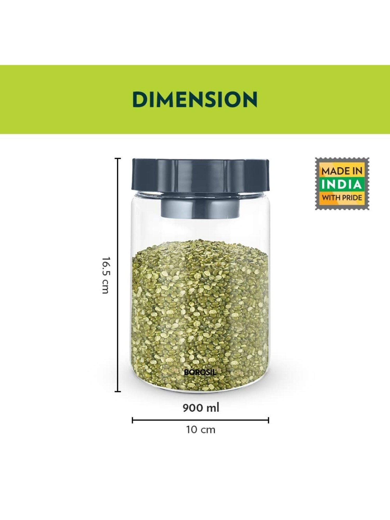 Borosil Transparent Glass Jar & Container (600ml)