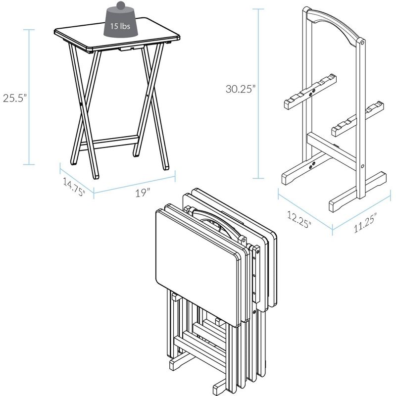 5pc Tray Table Set White - Flora Home