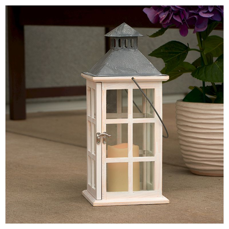 Smart Living Camden 16" LED Candle Outdoor Lantern - Antique White