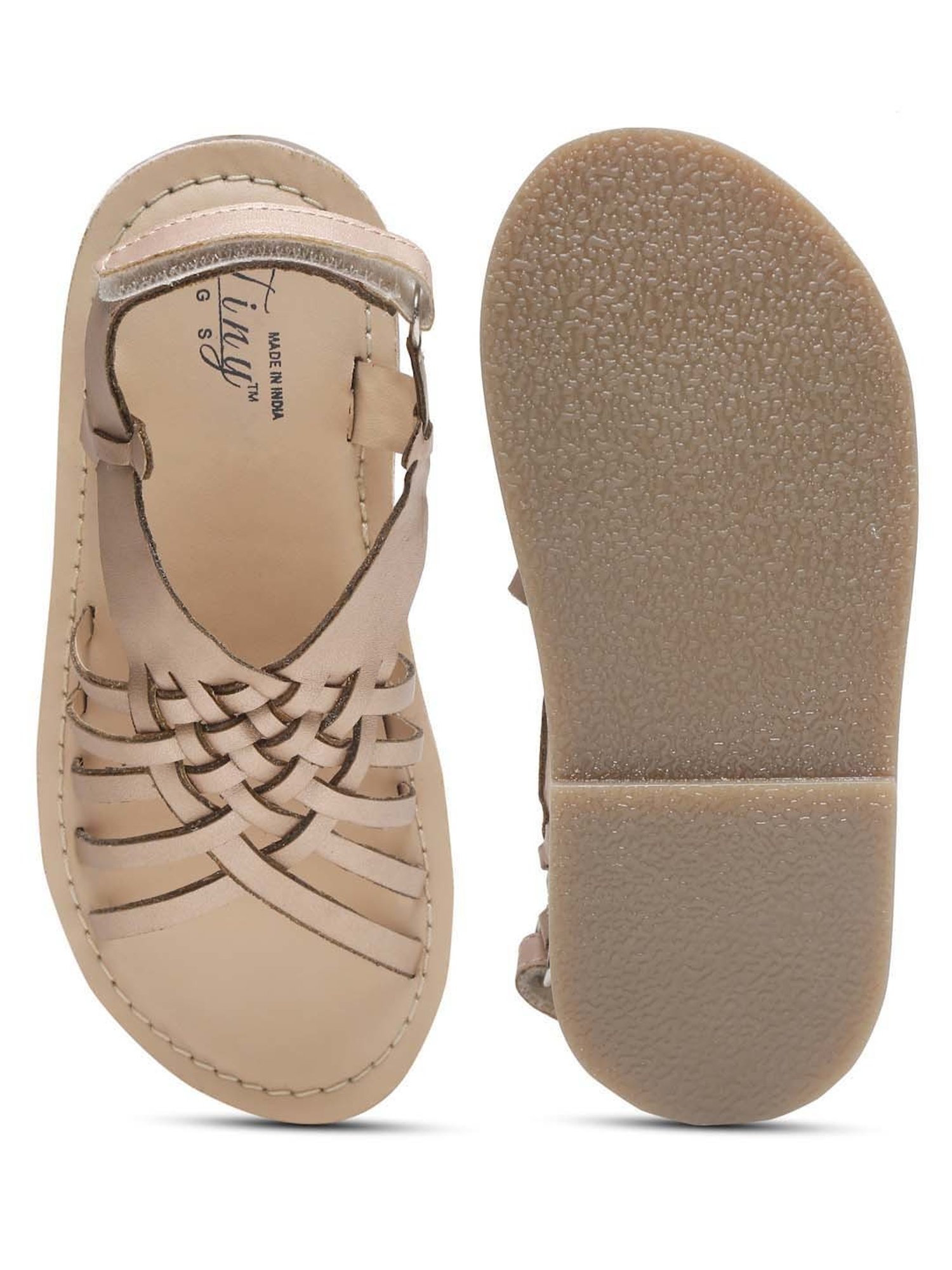 Tiny Bugs Kids Golden Cross Strap Sandals