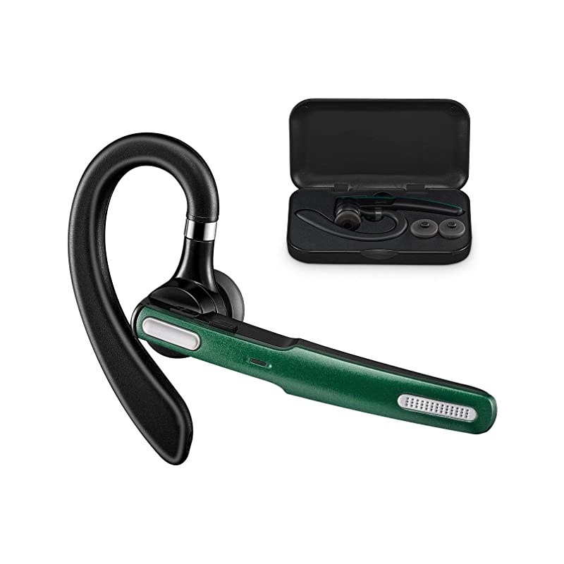Bluetooth Headset  Wireless Bluetooth Earpiece V41HandsFree Earphones with Noise Cancellation Mic forBusinessOfficeDriving Compatible with Android Dark Green