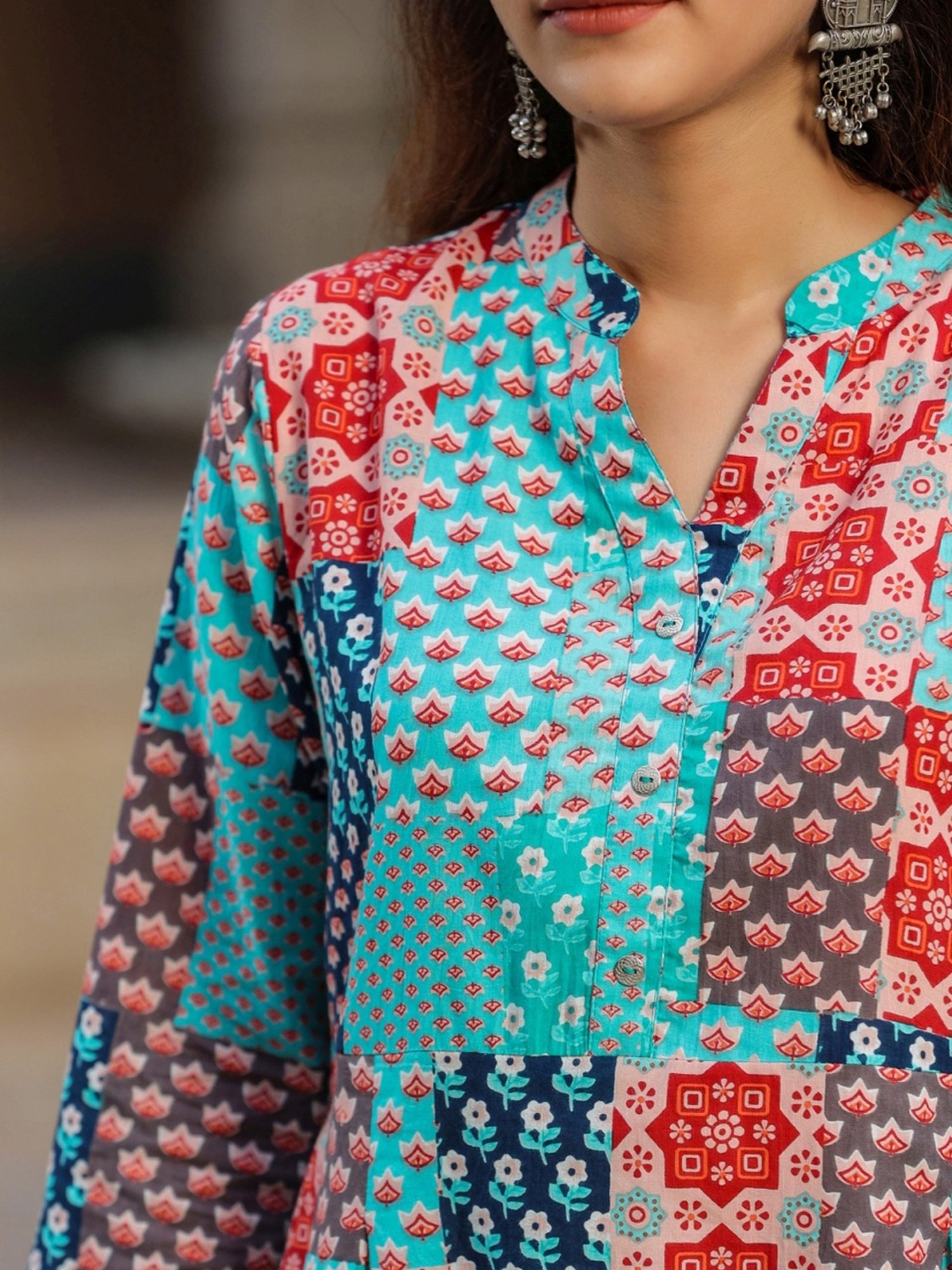 Rain and Rainbow Blue Cotton Printed Top