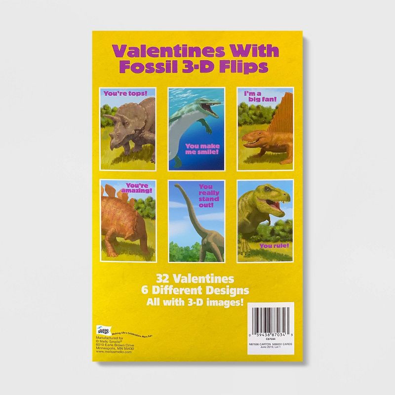 32ct 3D Flip Fossil Valentines With Flips Cards - Mello Smello