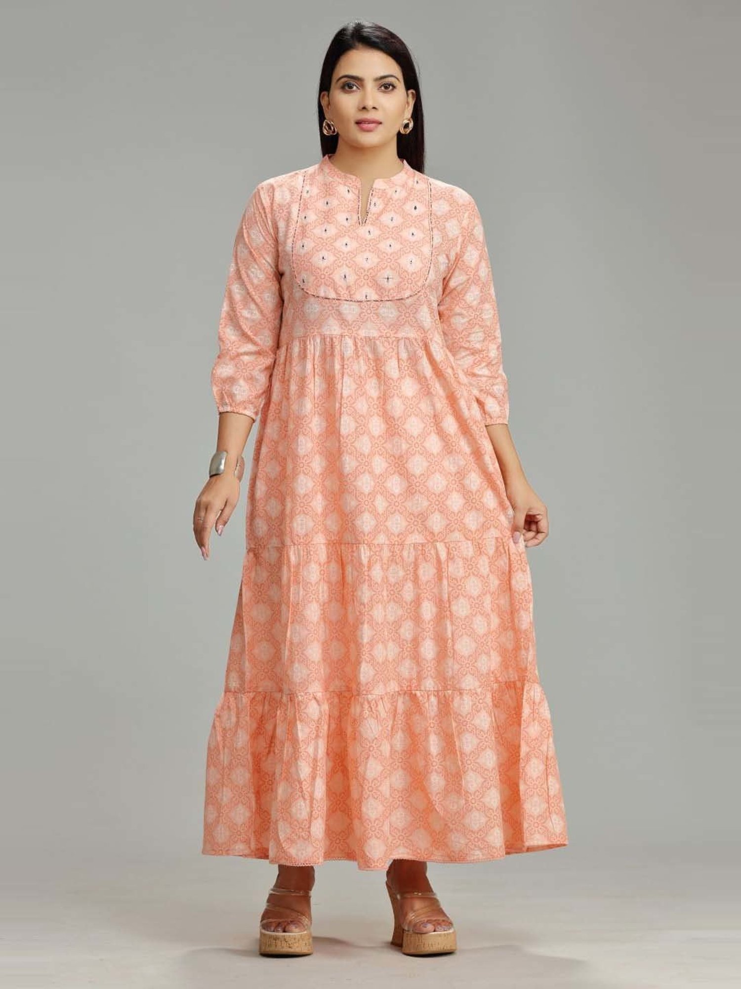 Cotton Culture Peach Cotton Printed Maxi Dress