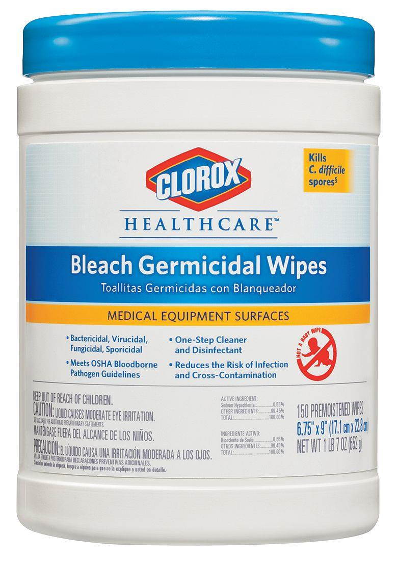 Germicidal Wipes, 6 X 5, Unscented, 150/Canister