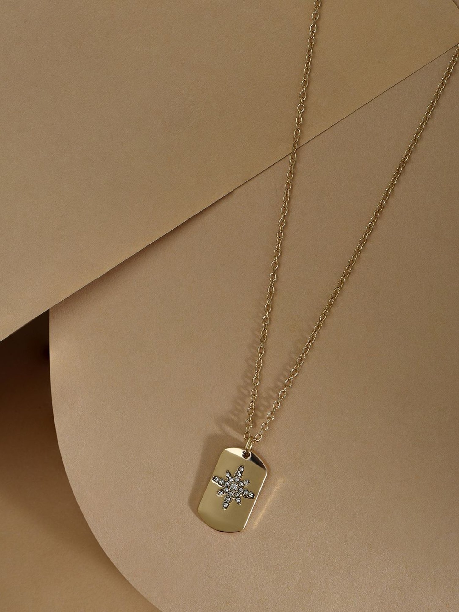 Toniq White Gold-Plated Shape Charm Necklace for Women