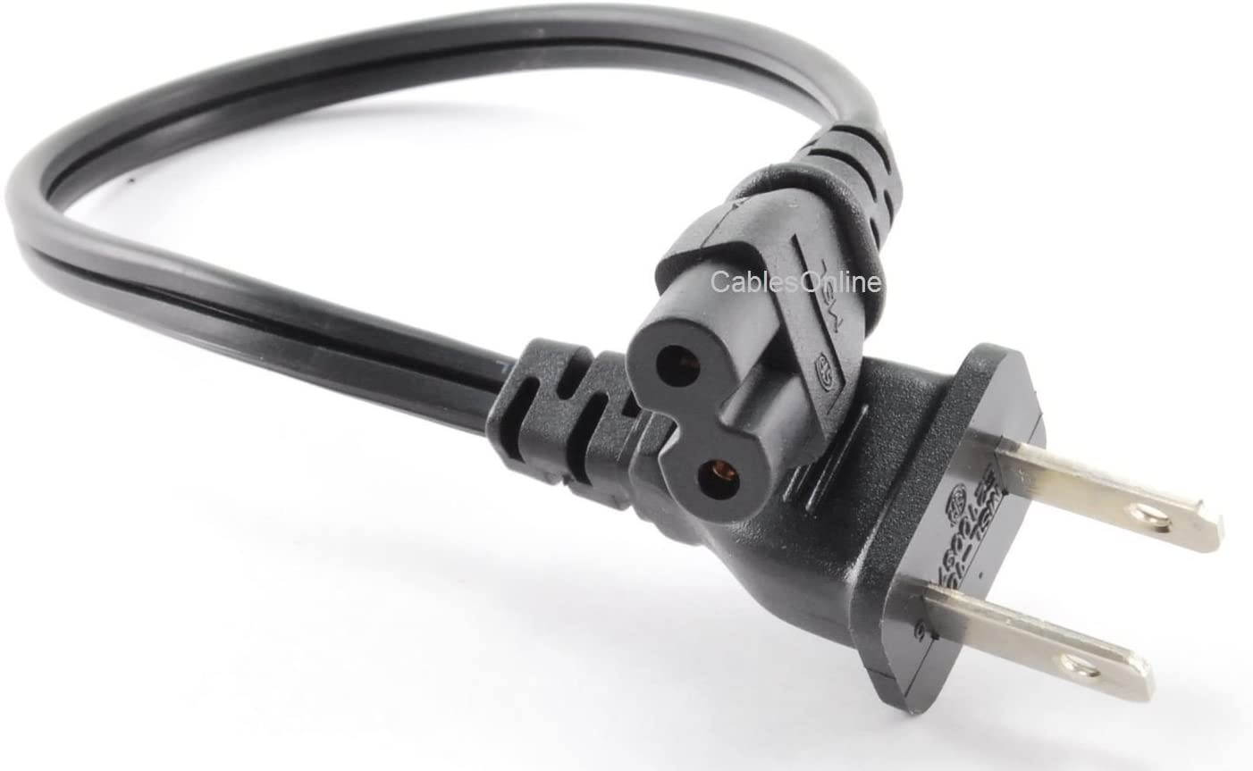 CablesOnline , 1ft 2-Prong Figure-8 Replacement Non-Polarized Computer Power Cord Cable, PC-10701