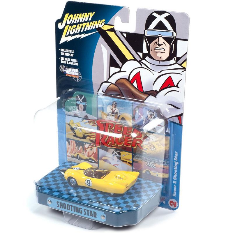 Racer X Shooting Star #9 Yellow with Collectible Tin Display "Speed Racer" 1/64 Diecast Model Car by Johnny Lightning