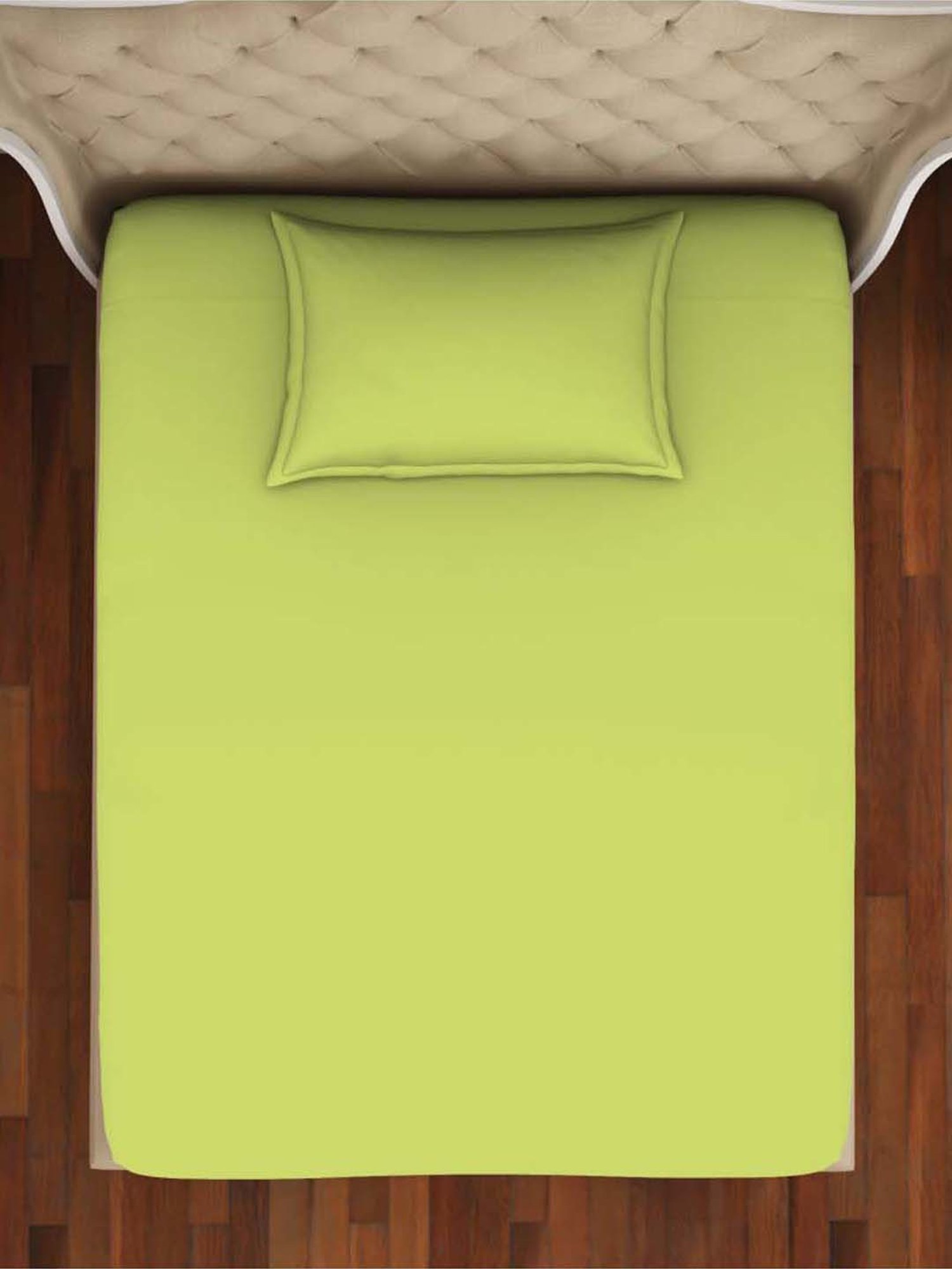 Welspun RESTORA Green Cotton 150 TC Single Bedsheet with 1 Pillow Cover