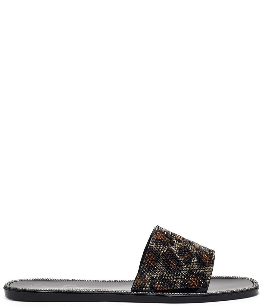 Jessica Simpson Kassime Leopard Print Embellished Jelly Slides