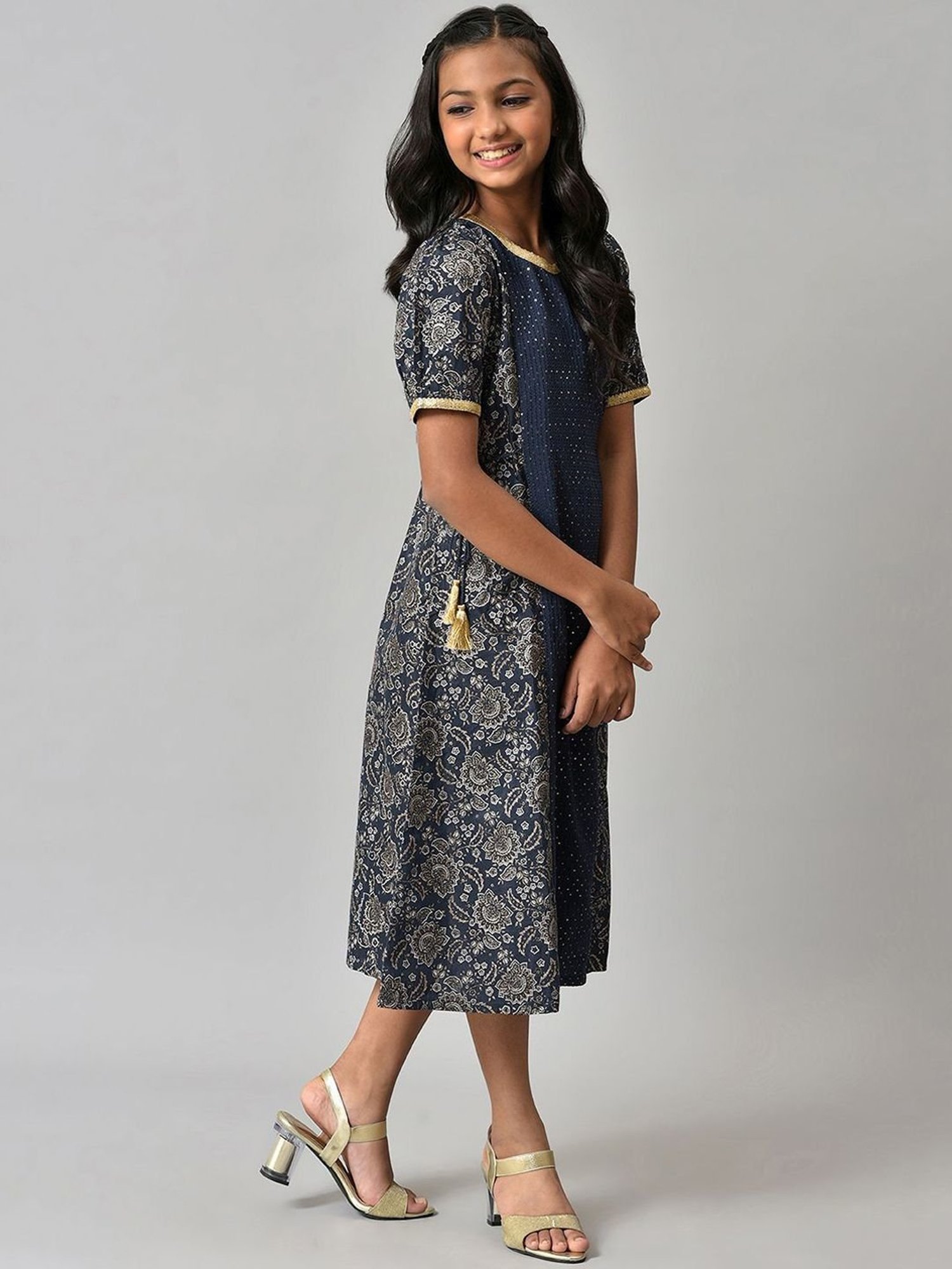 Aurelia Kids Blue Printed Dress