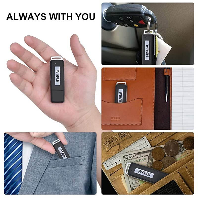 Mini Digital Voice Recorder. Sound Audio Digital Recorder Dictaphone with Dual for Lectures, Meetings, Class, and more. Rechargeable (Black)