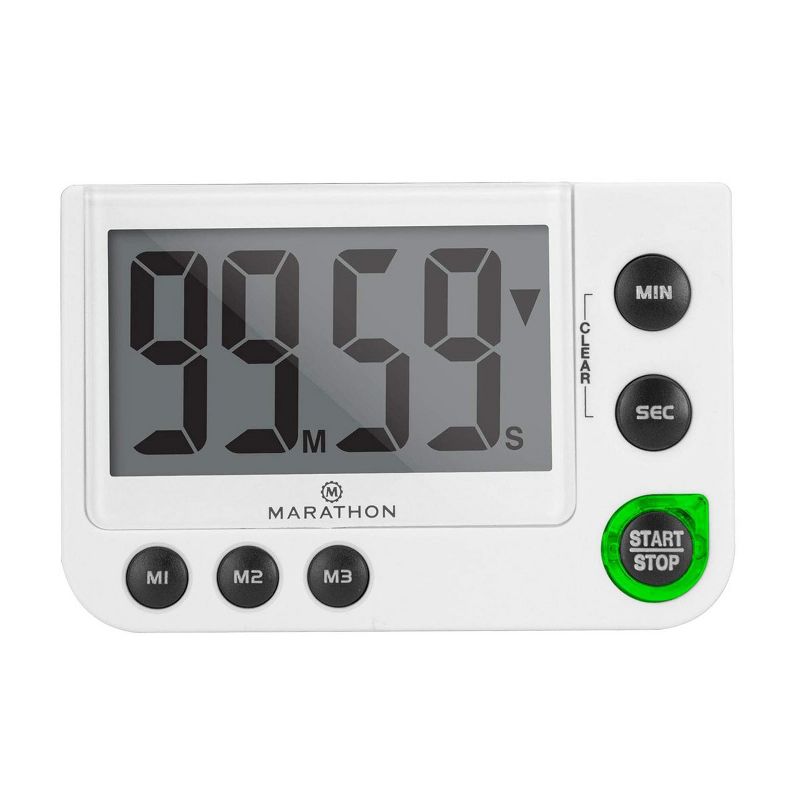 Marathon Housewares Large Display Digital Timer with Adjustable Volume - White