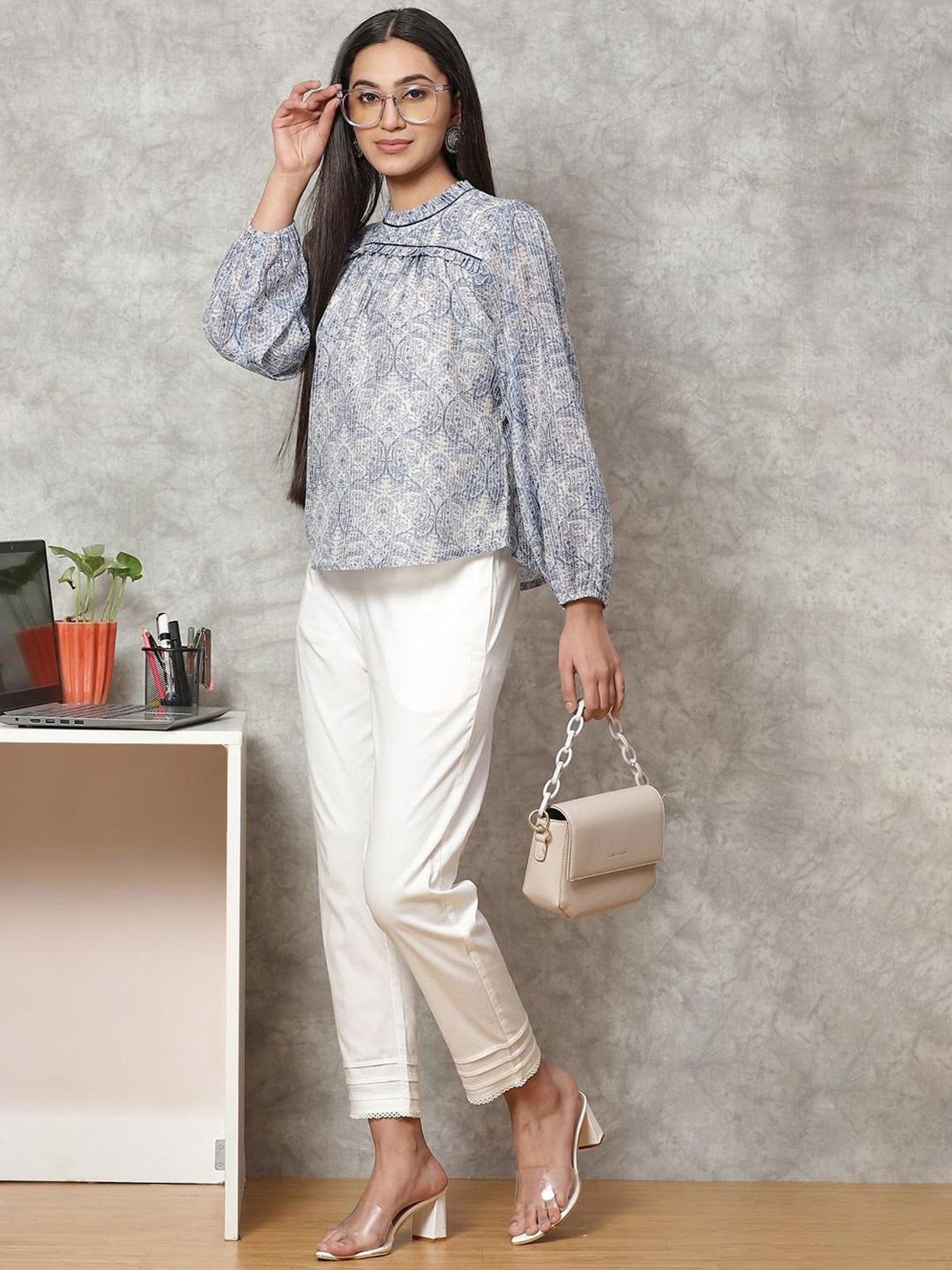 Rangriti Blue Printed Top