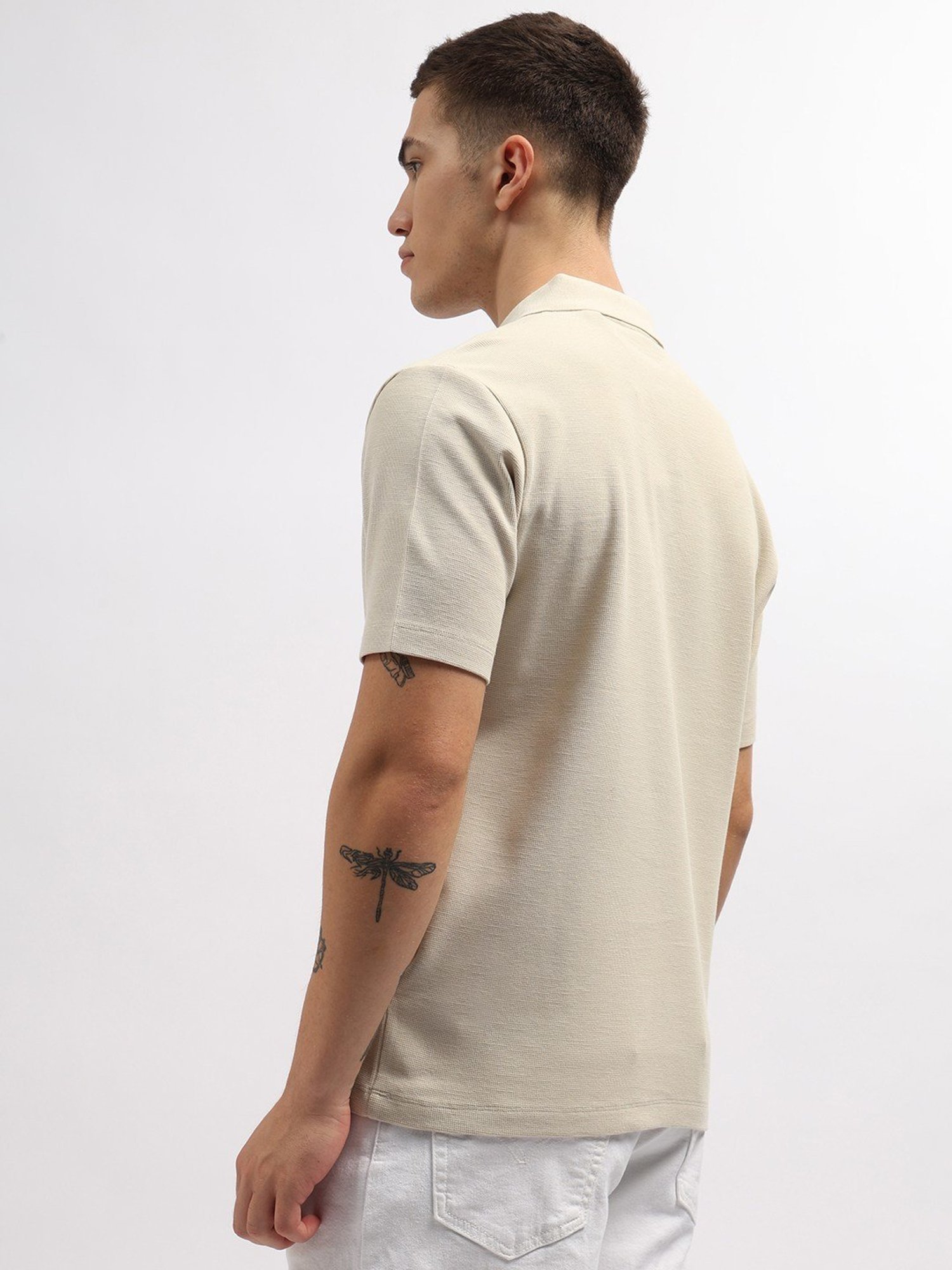Gant Beige Cotton Regular Fit Polo T-Shirt