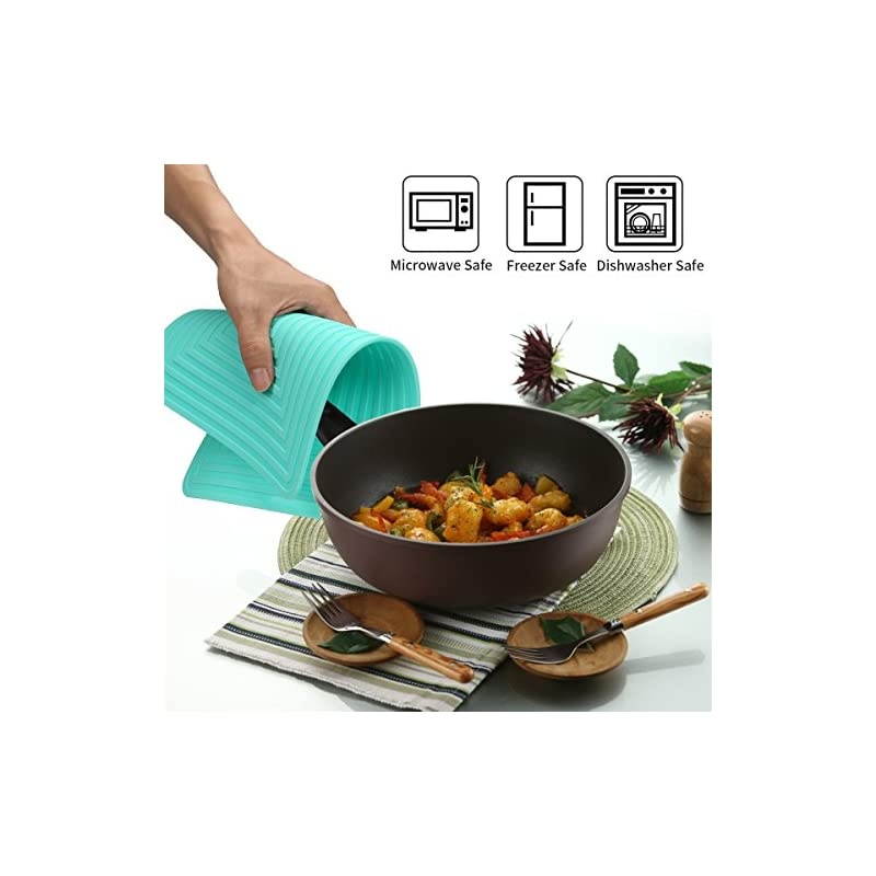 Pack Large Silicone Trivet Mats / Hot Pads, Heat Resistant Pot Holder,9"x1" Non Slip Flexible Durable Pot Coaster Kitchen Table Mats (Teal)