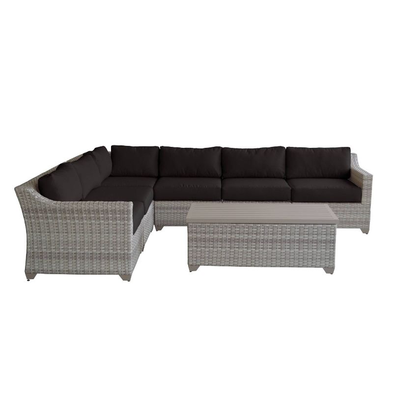Fairmont 7pc Patio Sectional Seating Set with Cushions - Black - TK Classics