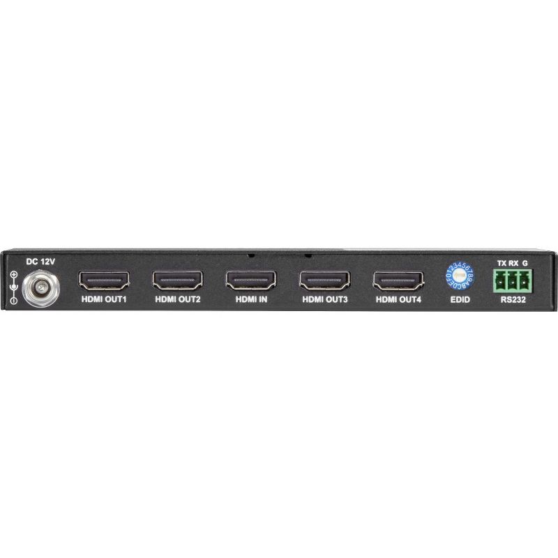 Black Box HDMI 2.0 4K60 Splitter - 1x4 - 4096 x 2160 - HDMI In - HDMI Out - Serial Port - Metal - TAA Compliant